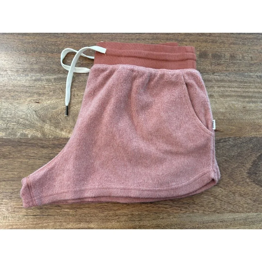 Feat Shorts Womens Medium Pink Blanket Blend Fleece Dolphin Hem Pockets